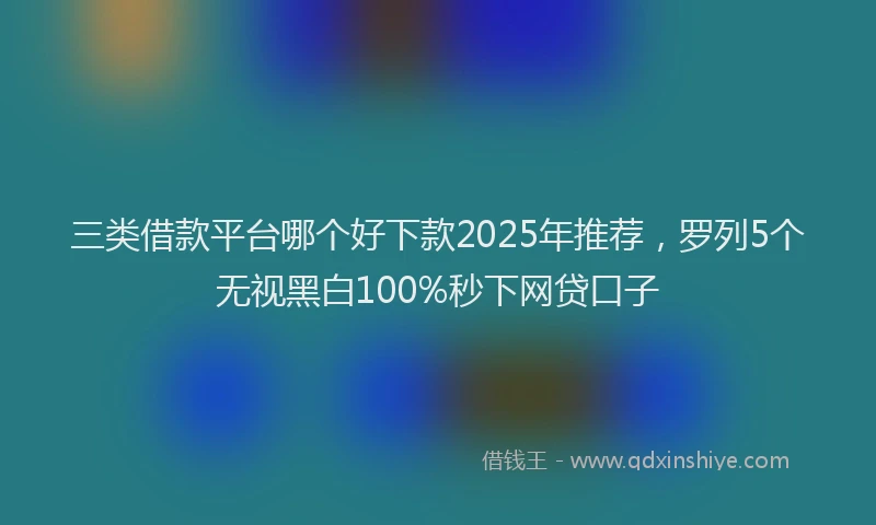 三类借款平台哪个好下款2025年推荐，罗列5个无视黑白100%秒下网贷口子