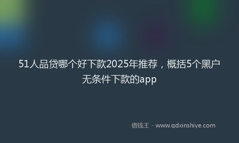 51人品贷哪个好下款2025年推荐，概括5个黑户无条件下款的app