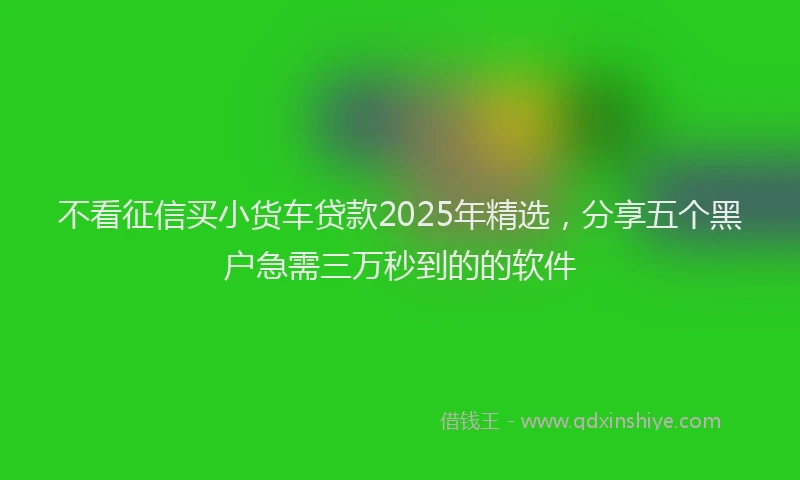 不看征信买小货车贷款2025年精选，分享五个黑户急需三万秒到的的软件
