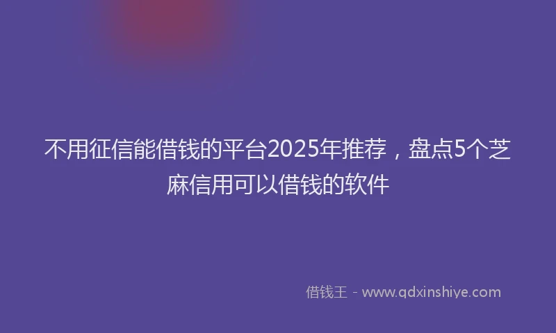 不用征信能借钱的平台2025年推荐，盘点5个芝麻信用可以借钱的软件