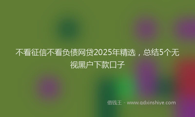 不看征信不看负债网贷2025年精选，总结5个无视黑户下款口子