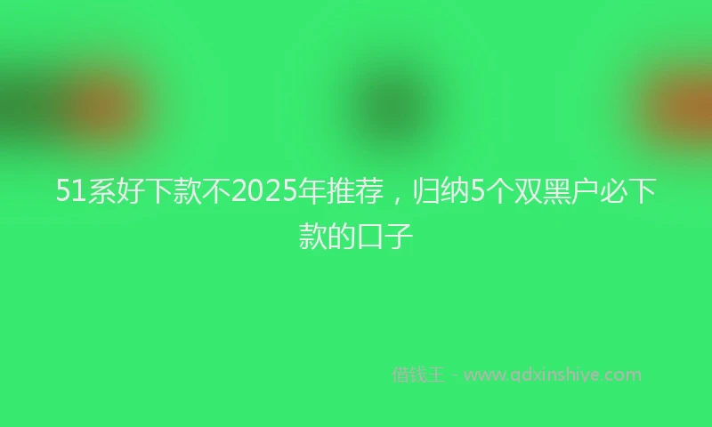 51系好下款不2025年推荐，归纳5个双黑户必下款的口子