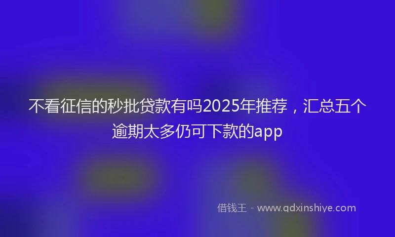 不看征信的秒批贷款有吗2025年推荐，汇总五个逾期太多仍可下款的app