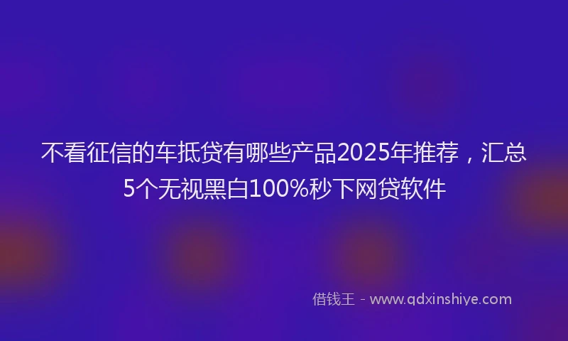 不看征信的车抵贷有哪些产品2025年推荐，汇总5个无视黑白100%秒下网贷软件