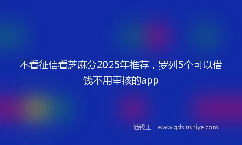 不看征信看芝麻分2025年推荐，罗列5个可以借钱不用审核的app