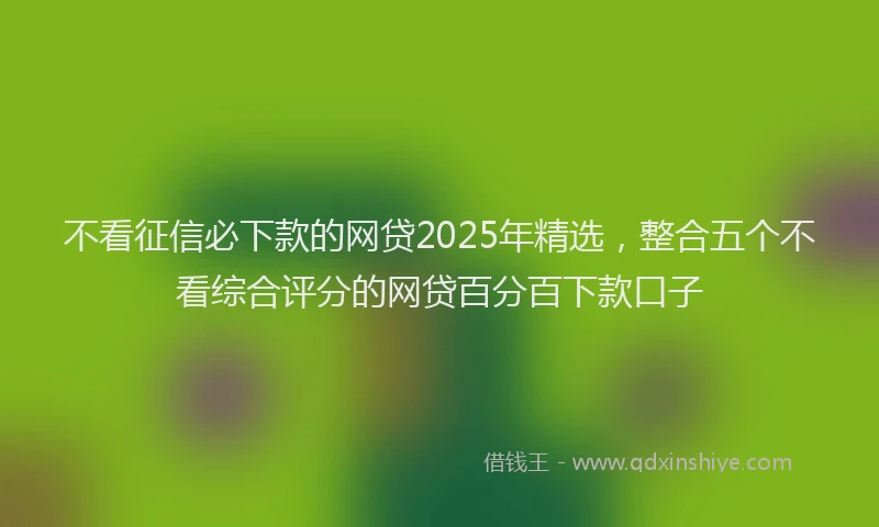 不看征信必下款的网贷2025年精选，整合五个不看综合评分的网贷百分百下款口子