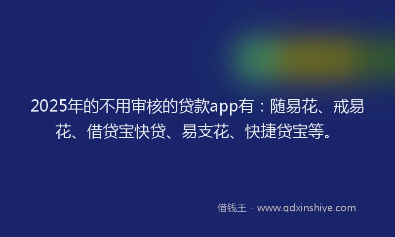 2025年的不用审核的贷款app有：随易花、戒易花、借贷宝快贷、易支花、快捷贷宝等。