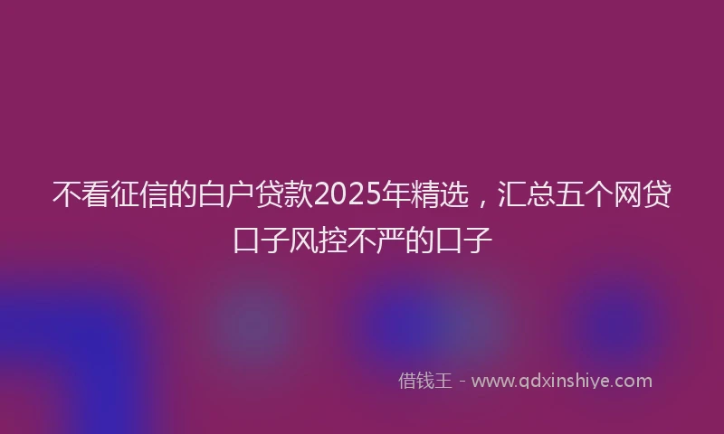 不看征信的白户贷款2025年精选，汇总五个网贷口子风控不严的口子