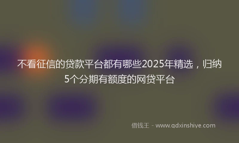 不看征信的贷款平台都有哪些2025年精选，归纳5个分期有额度的网贷平台
