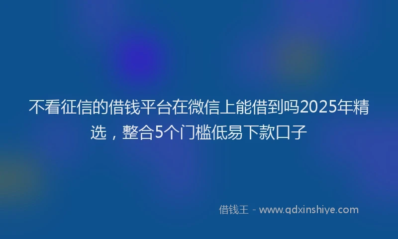 不看征信的借钱平台在微信上能借到吗2025年精选，整合5个门槛低易下款口子