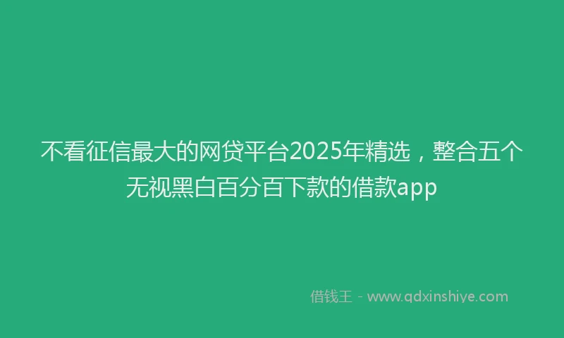 不看征信最大的网贷平台2025年精选，整合五个无视黑白百分百下款的借款app