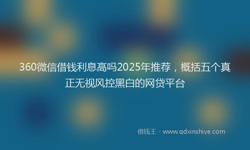 360微信借钱利息高吗2025年推荐，概括五个真正无视风控黑白的网贷平台