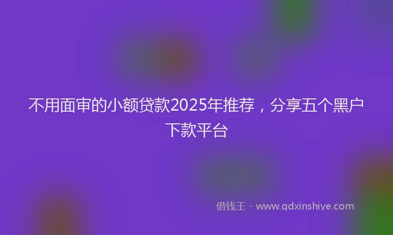 不用面审的小额贷款2025年推荐，分享五个黑户下款平台