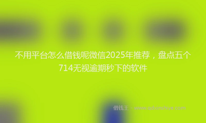 不用平台怎么借钱呢微信2025年推荐，盘点五个714无视逾期秒下的软件