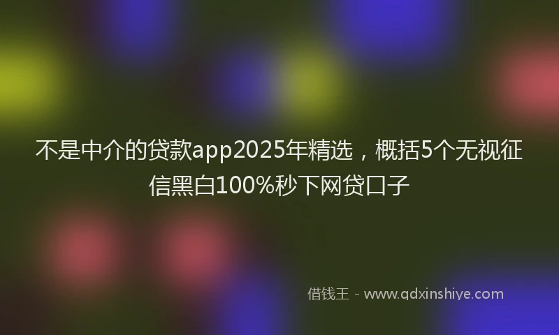 不是中介的贷款app2025年精选，概括5个无视征信黑白100%秒下网贷口子