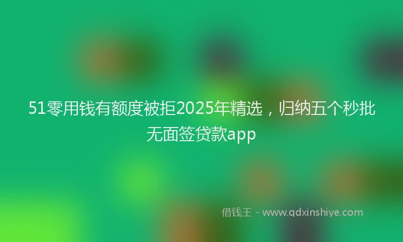 51零用钱有额度被拒2025年精选，归纳五个秒批无面签贷款app