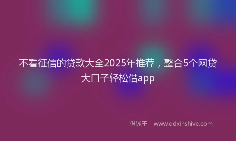 不看征信的贷款大全2025年推荐，整合5个网贷大口子轻松借app