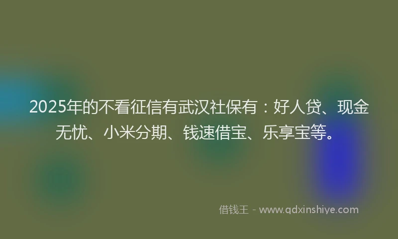 2025年的不看征信有武汉社保有：好人贷、现金无忧、小米分期、钱速借宝、乐享宝等。