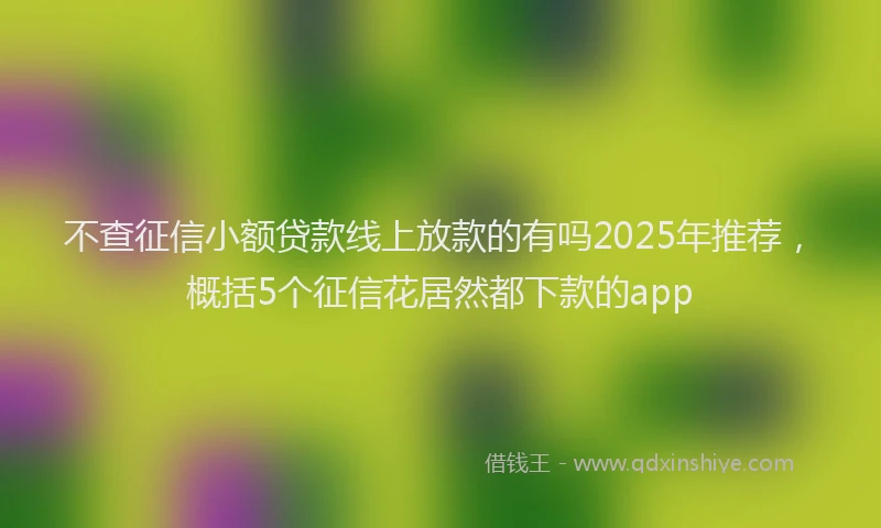 不查征信小额贷款线上放款的有吗2025年推荐，概括5个征信花居然都下款的app