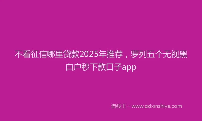 不看征信哪里贷款2025年推荐，罗列五个无视黑白户秒下款口子app