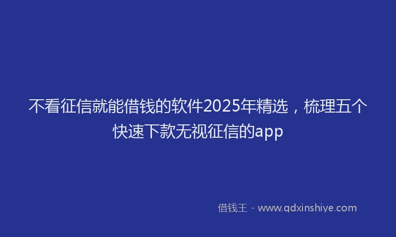不看征信就能借钱的软件2025年精选，梳理五个快速下款无视征信的app
