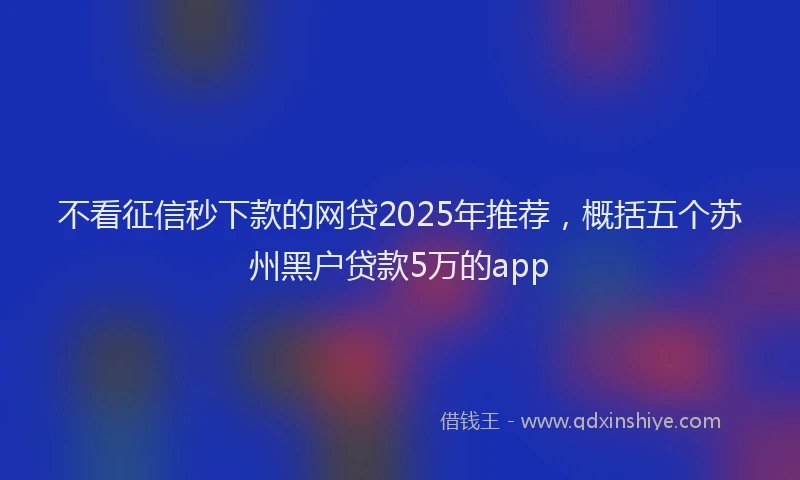 不看征信秒下款的网贷2025年推荐，概括五个苏州黑户贷款5万的app