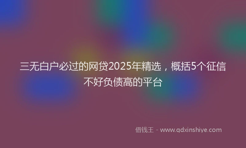 三无白户必过的网贷2025年精选，概括5个征信不好负债高的平台