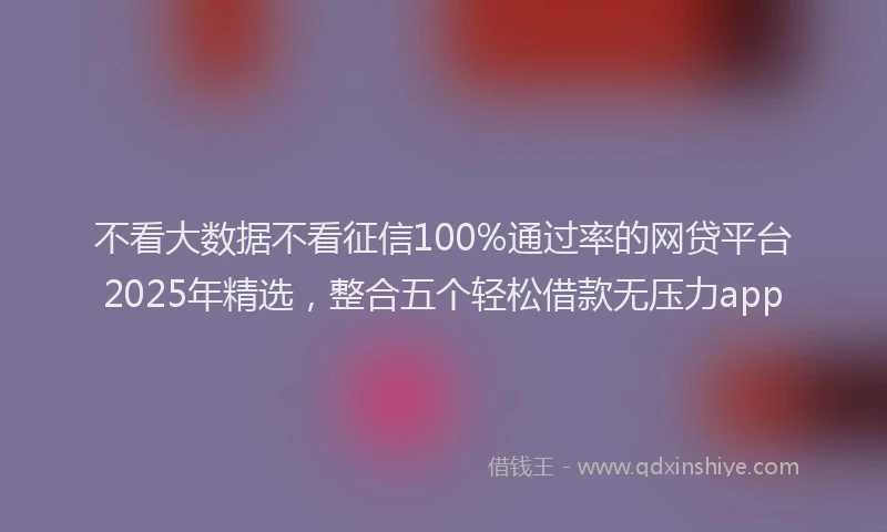 不看大数据不看征信100%通过率的网贷平台2025年精选，整合五个轻松借款无压力app