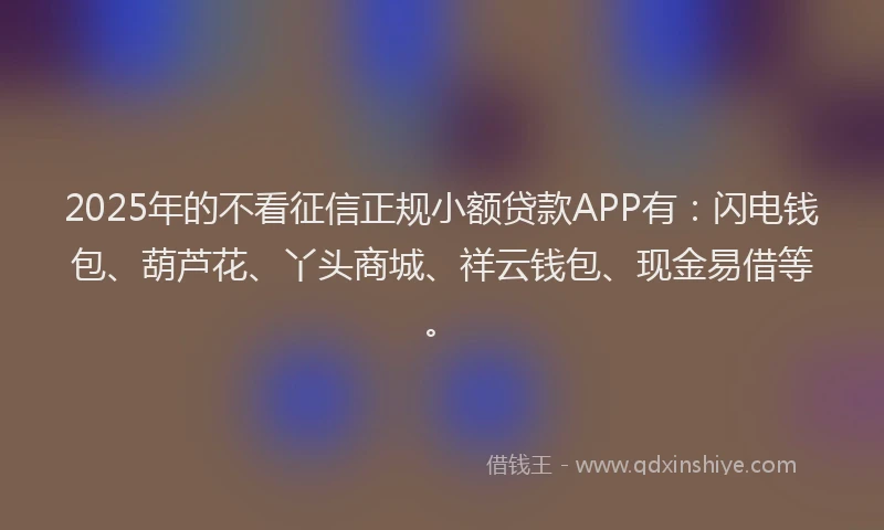 2025年的不看征信正规小额贷款APP有：闪电钱包、葫芦花、丫头商城、祥云钱包、现金易借等。