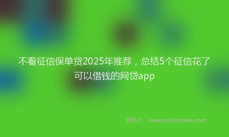 不看征信保单贷2025年推荐，总结5个征信花了可以借钱的网贷app
