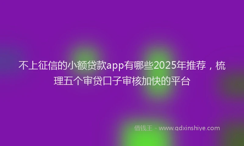 不上征信的小额贷款app有哪些2025年推荐，梳理五个审贷口子审核加快的平台