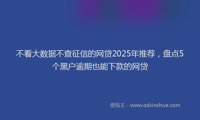 不看大数据不查征信的网贷2025年推荐，盘点5个黑户逾期也能下款的网贷