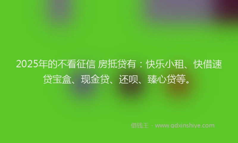 2025年的不看征信 房抵贷有：快乐小租、快借速贷宝盒、现金贷、还呗、臻心贷等。