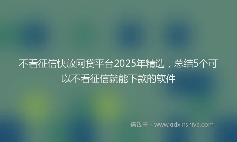 不看征信快放网贷平台2025年精选，总结5个可以不看征信就能下款的软件