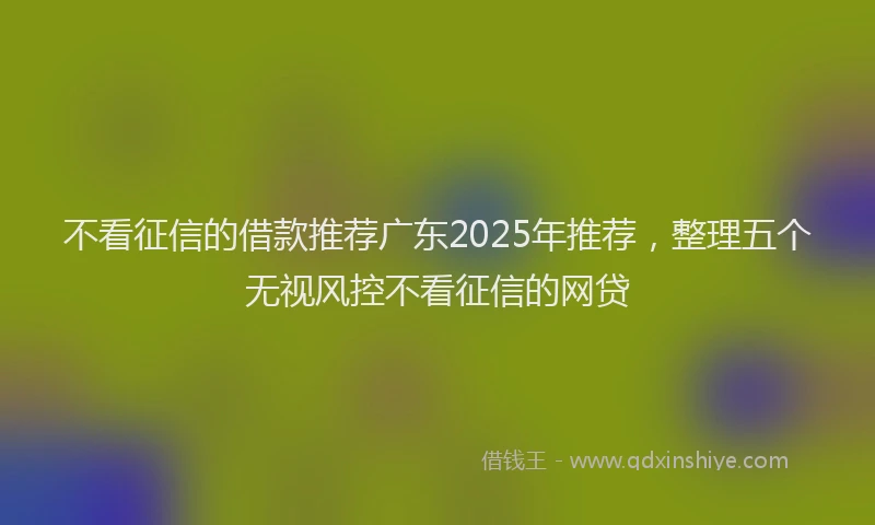 不看征信的借款推荐广东2025年推荐，整理五个无视风控不看征信的网贷