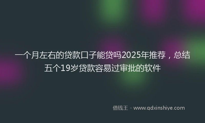 一个月左右的贷款口子能贷吗2025年推荐，总结五个19岁贷款容易过审批的软件