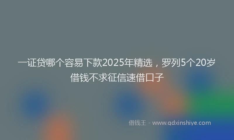 一证贷哪个容易下款2025年精选，罗列5个20岁借钱不求征信速借口子