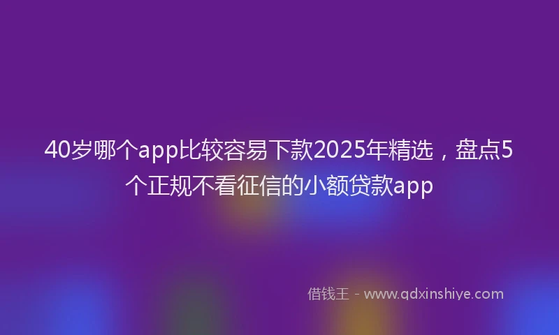 40岁哪个app比较容易下款2025年精选，盘点5个正规不看征信的小额贷款app