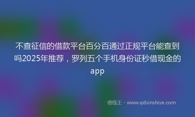 不查征信的借款平台百分百通过正规平台能查到吗2025年推荐，罗列五个手机身份证秒借现金的app