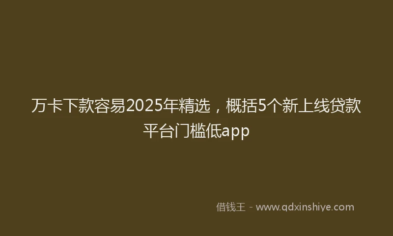 万卡下款容易2025年精选，概括5个新上线贷款平台门槛低app