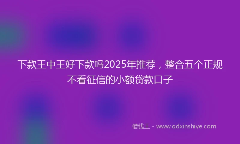 下款王中王好下款吗2025年推荐，整合五个正规不看征信的小额贷款口子