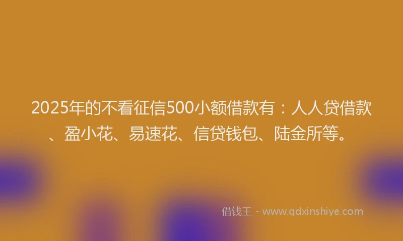 2025年的不看征信500小额借款有：人人贷借款、盈小花、易速花、信贷钱包、陆金所等。