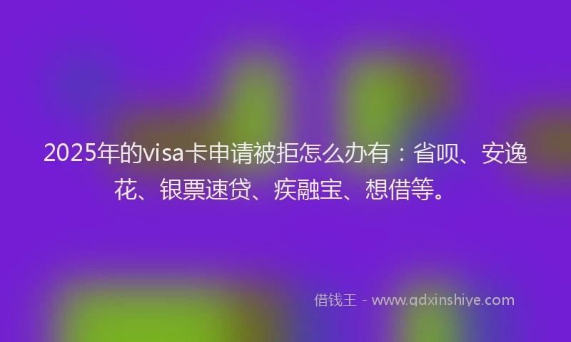 2025年的visa卡申请被拒怎么办有：省呗、安逸花、银票速贷、疾融宝、想借等。