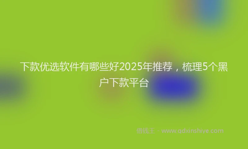 下款优选软件有哪些好2025年推荐，梳理5个黑户下款平台