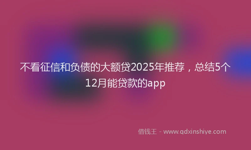 不看征信和负债的大额贷2025年推荐，总结5个12月能贷款的app