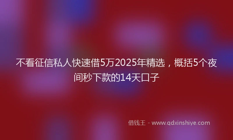 不看征信私人快速借5万2025年精选，概括5个夜间秒下款的14天口子