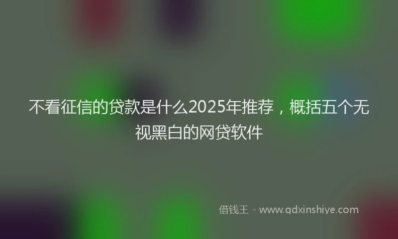 不看征信的贷款是什么2025年推荐，概括五个无视黑白的网贷软件