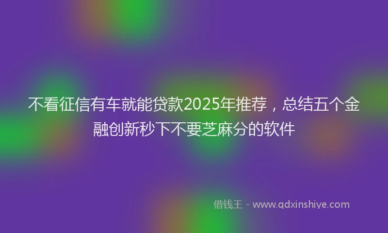 不看征信有车就能贷款2025年推荐，总结五个金融创新秒下不要芝麻分的软件