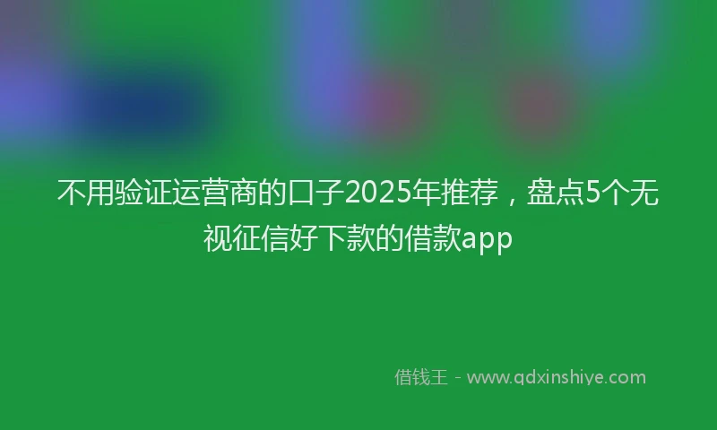 不用验证运营商的口子2025年推荐，盘点5个无视征信好下款的借款app