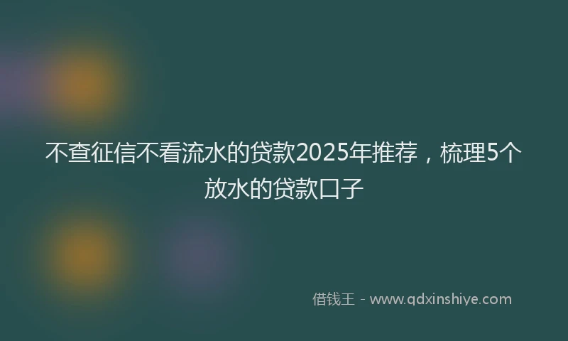 不查征信不看流水的贷款2025年推荐，梳理5个放水的贷款口子